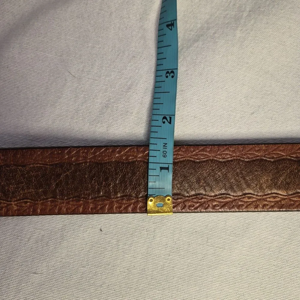 Carhartt Cowhide Leather Belt Size M Espresso WA017 Silver Tone Hardware